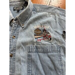river's end tradung company xl denim button‎ up harley davidson mobile